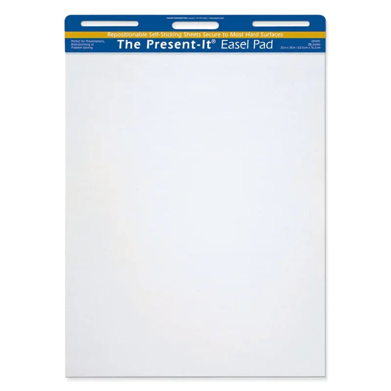Easel Pad, Self-Adhesive, White, Unruled 25" x 30", 25 Sheets, Pack of 2