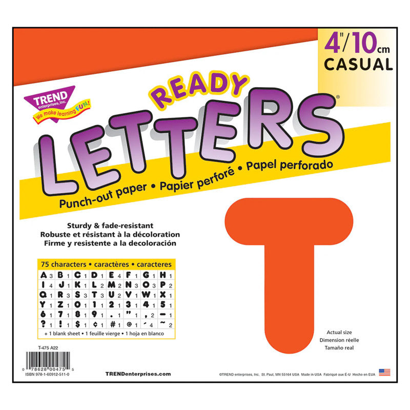 Orange 4" Casual Uppercase Ready Letters&reg;