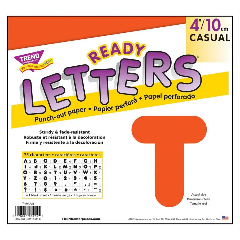 Orange 4" Casual Uppercase Ready Letters&reg;