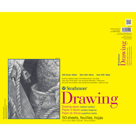 300 Series Drawing Pad, Glue Binding, 50 Sheet, 14x17 inch, 1 Count