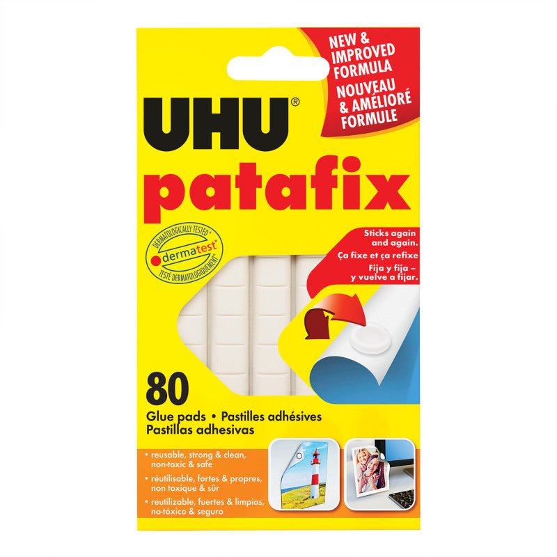 UHU Adhesive Tac Putty, Removable & Reusable, White, 50 g, 80 Pads