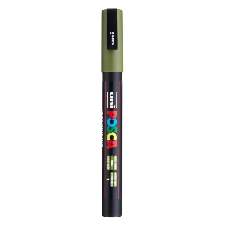 uni® POSCA PC-3M Water-Based Paint Markers, Reversible Fine Tip (0.9-1.3mm), Khaki Green