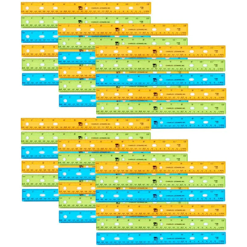 Translucent Plastic Ruler, 12-Inch, Assorted Colors, Pack of 36