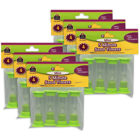 Sand Timer, Mini, 5 Minute, 4 Per Pack, 6 Packs