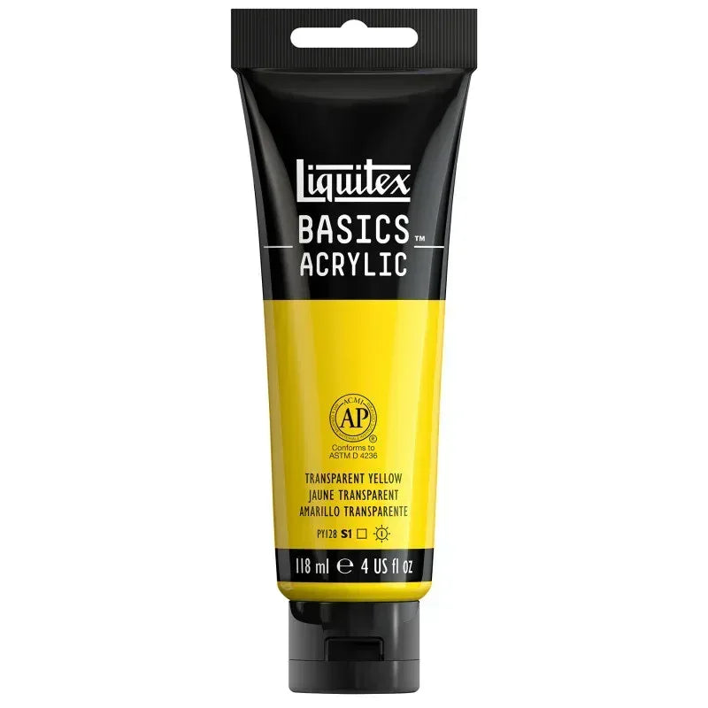 BASICS Acrylic Paint, 118 mL Tube, Transparent Yellow