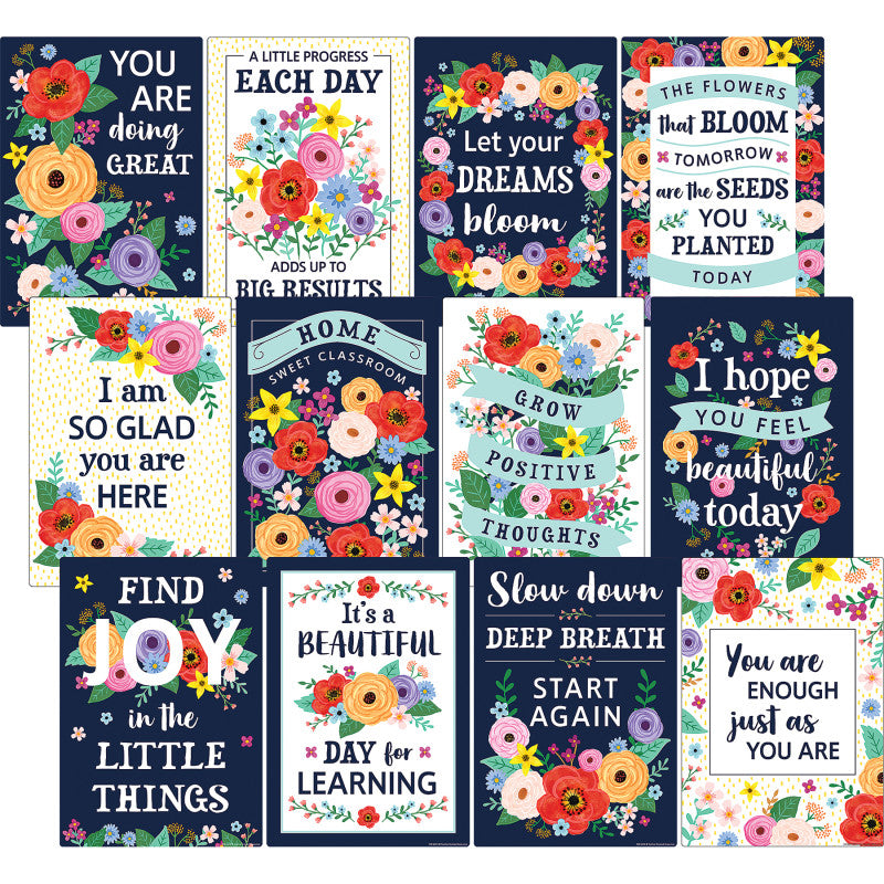 Wildflowers Positive Sayings Small Poster Pack, 11" x 15-3/4", Pack of 12