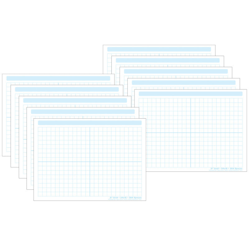 Smart Poly&reg; PosterMat Pals&trade; Space Savers, 13" x 9-1/2", 1/2" grid Blocks 468 Blocks, Pack of 10