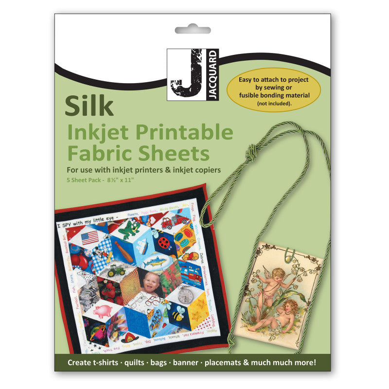 Silk Inkjet Printable Fabric Sheets, 8.5" x 11", Pack of 5