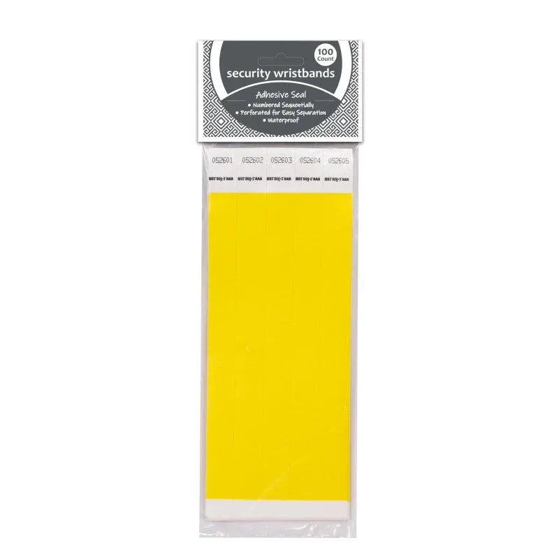 DuPont&trade; Tyvek&reg; Security Wristbands, Yellow, Pack of 100