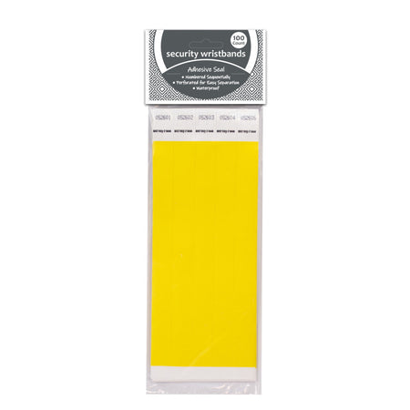 DuPont&trade; Tyvek&reg; Security Wristbands, Yellow, Pack of 100