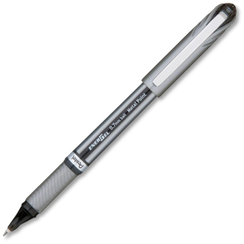 EnerGel NV Liquid Gel Pen, (0.7mm) Metal Tip, Medium Line Capped, Black Ink, 1DZ
