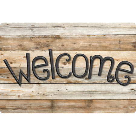 Smart Poly&trade;, The Original Fun Mat&trade;, Welcome Mat, 15.5" x 23.5", Natural Wood Plank, Welcome