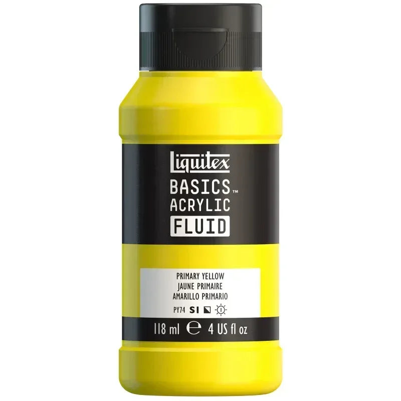 BASICS Acrylic Fluid, 118 mL Bottle, Primary Yellow
