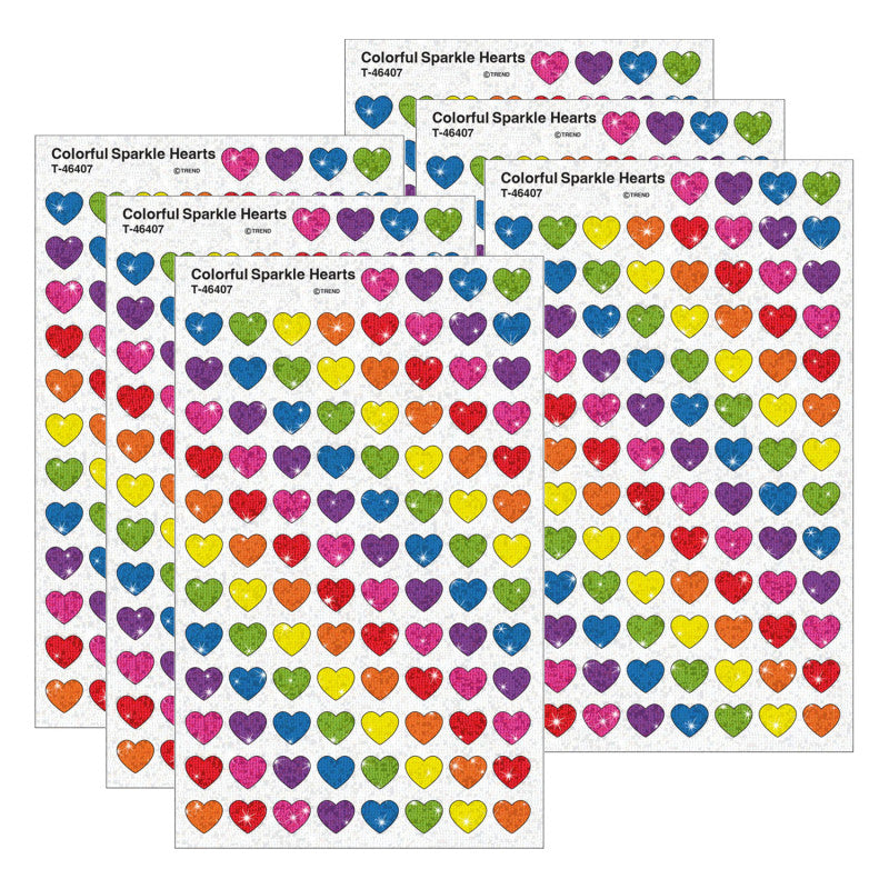 Colorful Hearts Sparkle Stickers&reg;, 400 Per Pack, 6 Packs