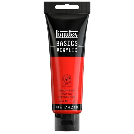 BASICS Acrylic Paint, 118 mL Tube, Fluorescent Red