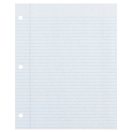 Recycled Filler Paper, White, 3-Hole Punched, 9/32" Ruled w/ Margin 8-1/2" x 11", 500 Sheets
