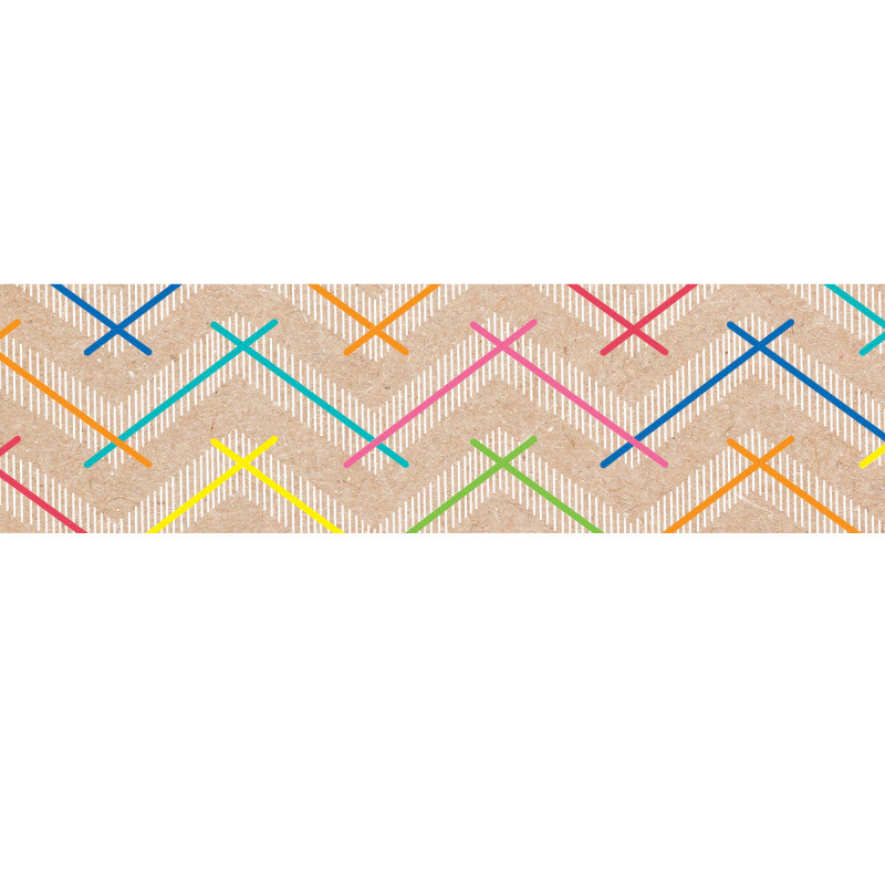 Krafty Pop Colorful Kraft Chevron EZ Border, 48 Feet