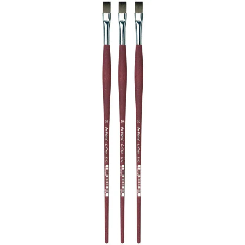 COLLEGE Student Brush, Synthetic, Acrylic & Oil, Flat, Series 8740, Size 10, Pack of 3
