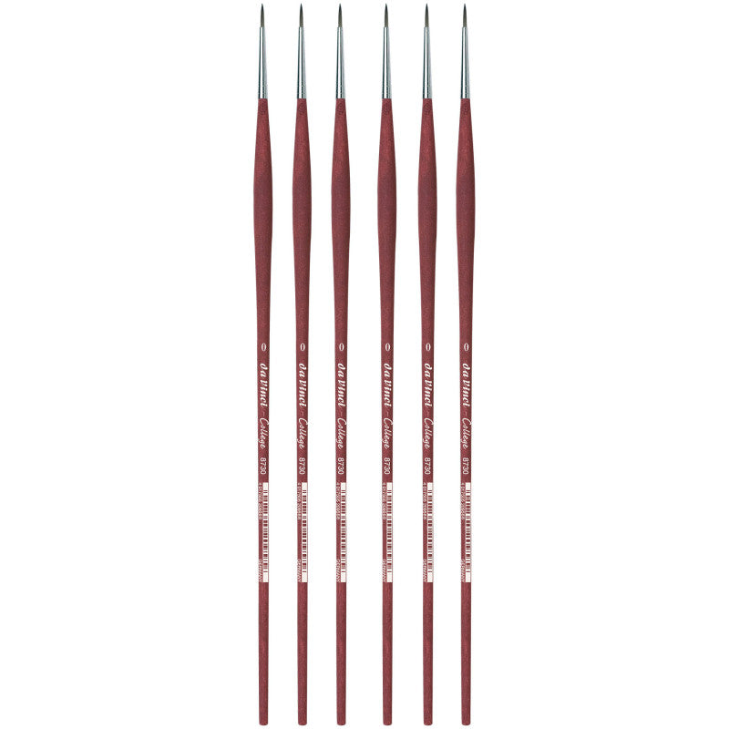 COLLEGE Student Brush, Synthetic, Acrylic & Oil, Round, Series 8730, Size 0, Pack of 6