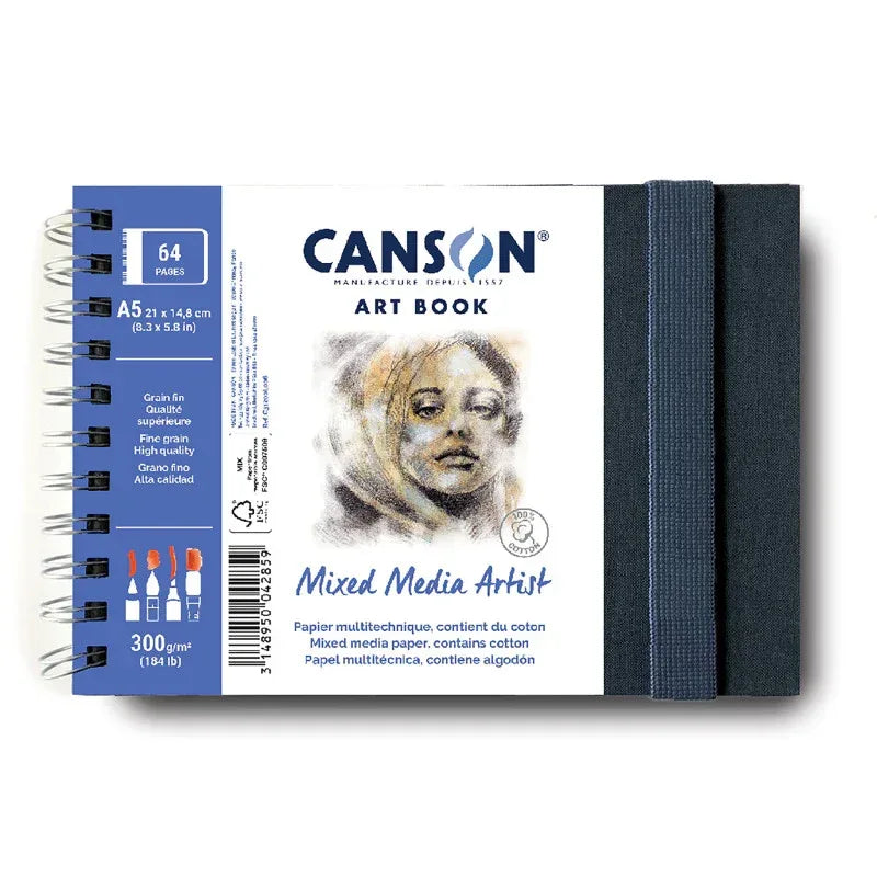 Artist Series Mixed Media Art Book, Fabric Cover, Side Wire Binding, 56 Sheet, 8.3x5.8 inch
