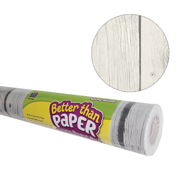 Better Than Paper&reg; Bulletin Board Roll, 4' x 12', White Wood Design, 4 Rolls