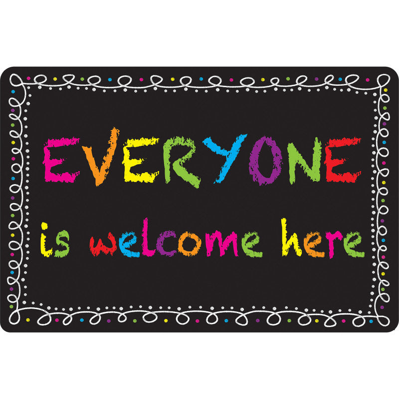 Welcome Mat with Slip Resistant Backing, 15.5" x 23.5", Chalk Loops Everyone Welcome