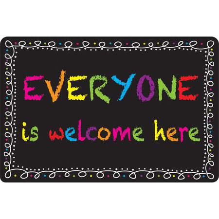 Welcome Mat with Slip Resistant Backing, 15.5" x 23.5", Chalk Loops Everyone Welcome