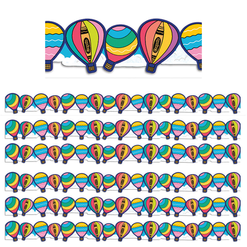 Crayola&reg; Colors of Kindness Hot Air Balloons Extra Wide Die-Cut Deco Trim&reg;, 37 Feet Per Pack, 6 Packs