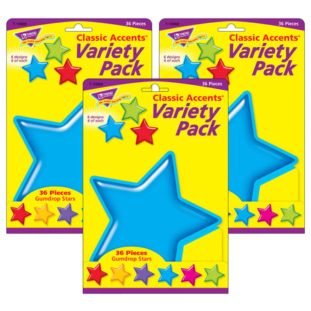 Gumdrop Stars Classic Accents&reg; Variety Pack, 36 Per Pack, 3 Packs