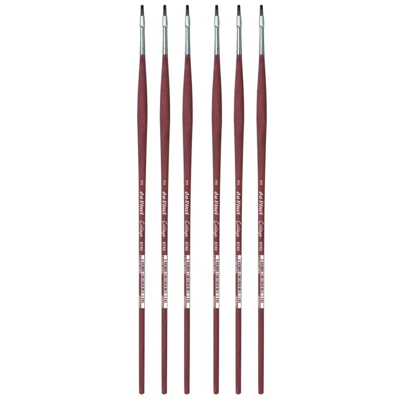 COLLEGE Student Brush, Synthetic, Acrylic & Oil, Flat, Series 8740, Size 2, Pack of 6