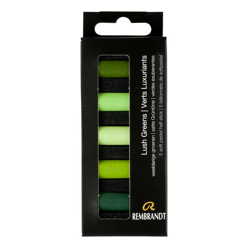 Soft Pastels Micro Sets, 5 Half Sticks, Lush Greens