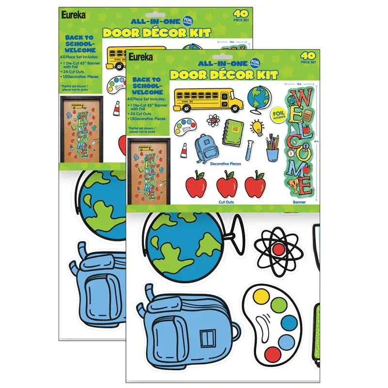 Back to School Welcome All-In-One Door Decor Kit, 40 Pieces Per Set, 2 Sets