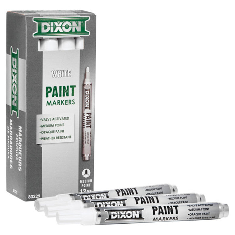 Medium Tip Paint Markers, White, 12 Count