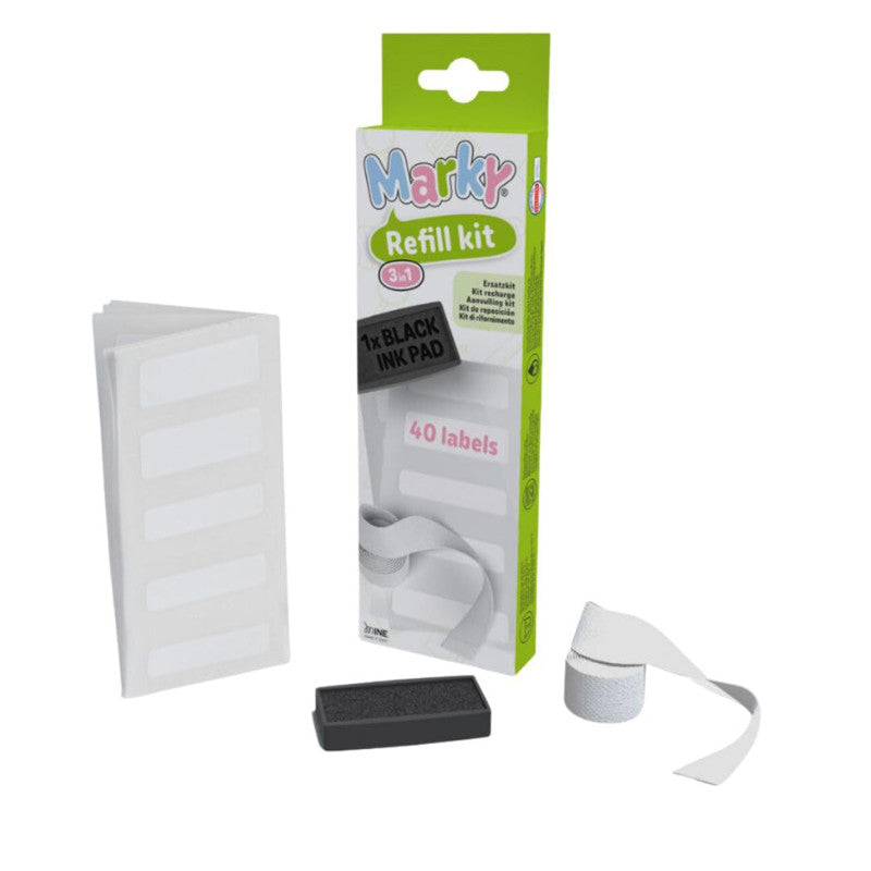 Kids' Name Stamp 3-in-1 Refill Kit with Ink Pad, Thermo Tape and 40 Labels