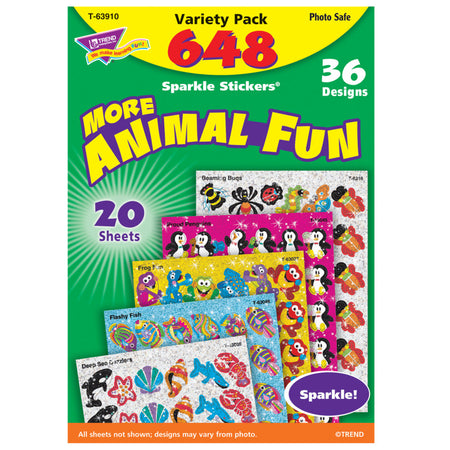 Animal Fun Sparkle Stickers&reg; Variety Pack, 656 ct
