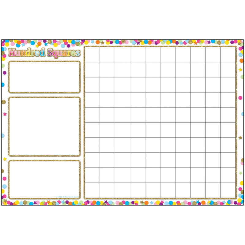 Smart Poly&trade; Chart, 13" x 19", Confetti Hundred Squares
