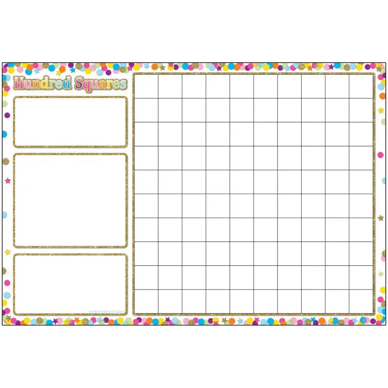 Smart Poly&trade; Chart, 13" x 19", Confetti Hundred Squares
