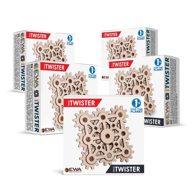 Twister Maxi Fidget, 3D Wooden STEM Building Kit, Pack of 5