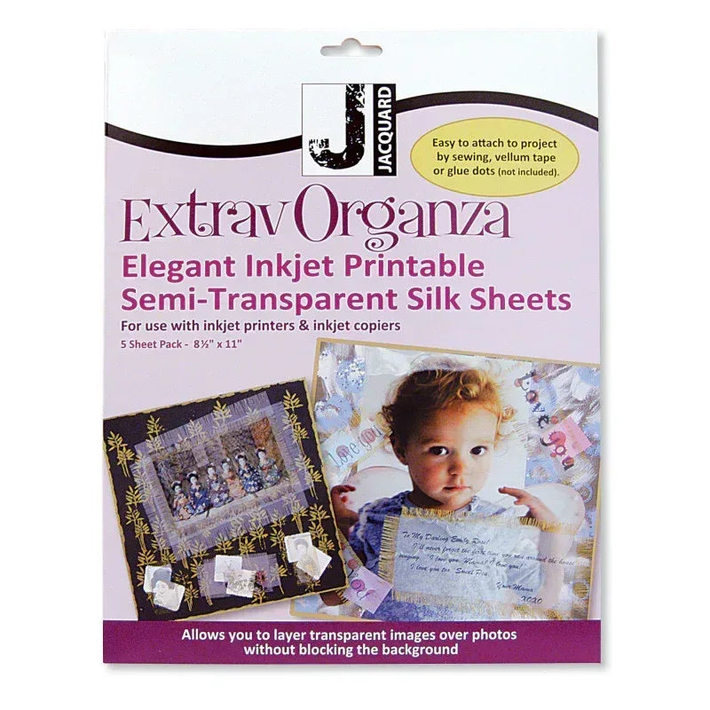 Silk Organza Inkjet Printable Fabric Sheets, 8.5" x 11", Pack of 5