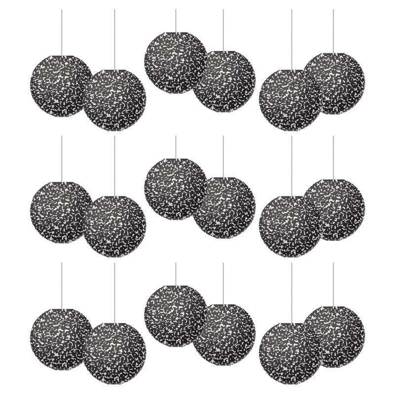 Composition 8" Hanging Paper Lanterns, 6 Per Pack, 3 Packs