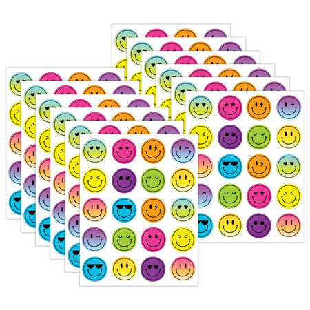 Brights 4Ever Smiley Faces Stickers, 120 Per Pack, 12 Packs