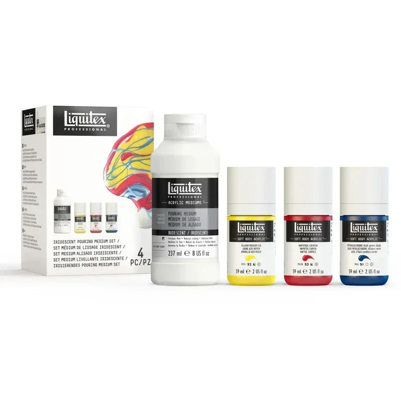 Professional Iridescent Pouring Medium & Soft Body Acrylic Set