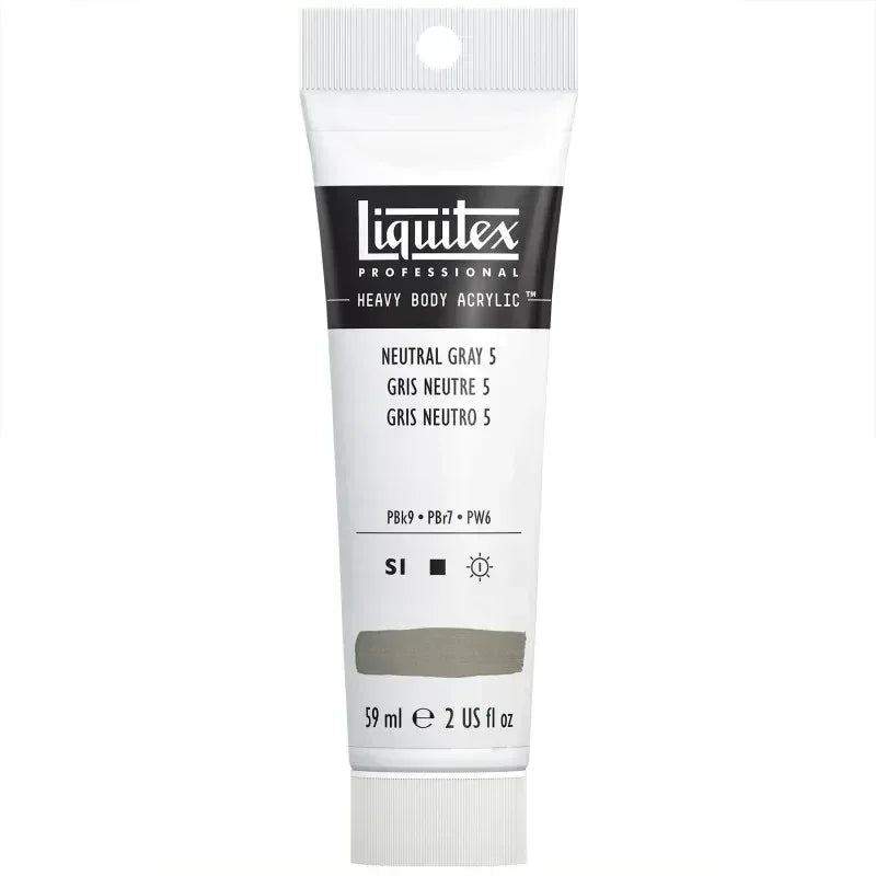 Professional Heavy Body Acrylic Paint, 59 mL Tube, Neutral Gray Value 5/Mixing Gray
