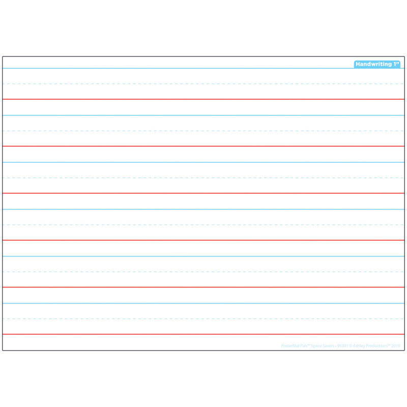 Smart Poly&reg; Single Sided PosterMat Pals&reg; Space Savers, Handwriting 1", 13" x 9.5"