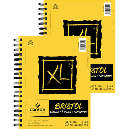 XL Series Bristol Pad, Vellum Finish, Wire Binding, 25 Sheet, 7x10 inch, Pack of 2