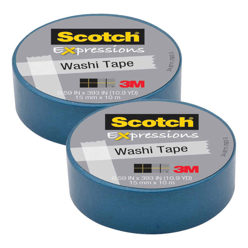 Expressions Washi Tape, .59" x 393", Blue, Pack of 2