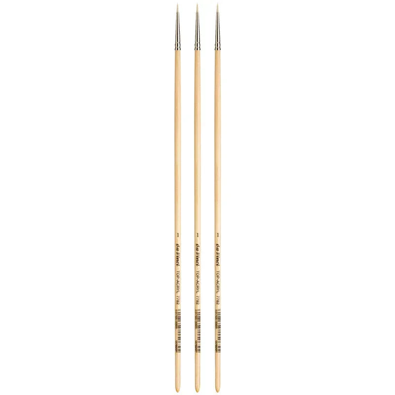 TOP-ACRYL White Brush, Synthetic, Acrylic & Oil, Round, Series 7782, Size 1, Pack of 3