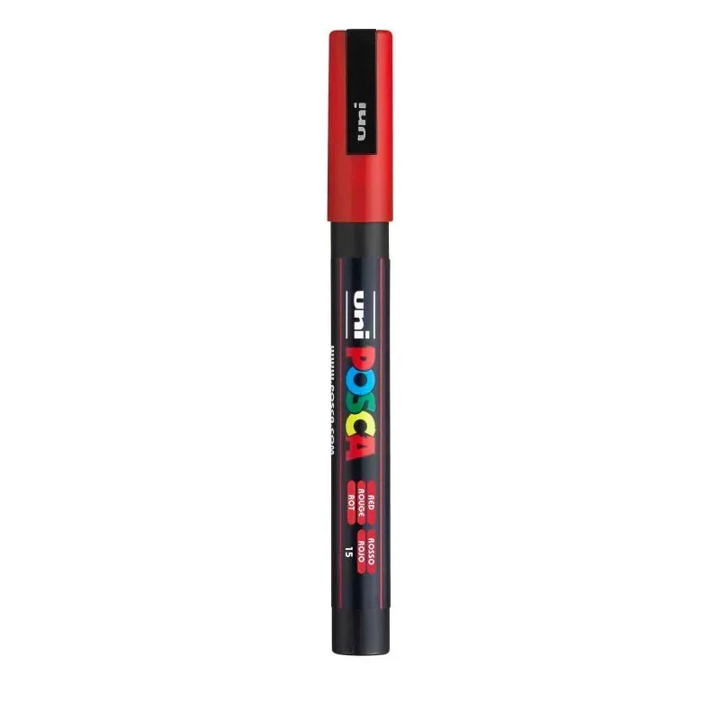 uni® POSCA PC-3M Water-Based Paint Markers, Reversible Fine Tip (0.9-1.3mm), Red
