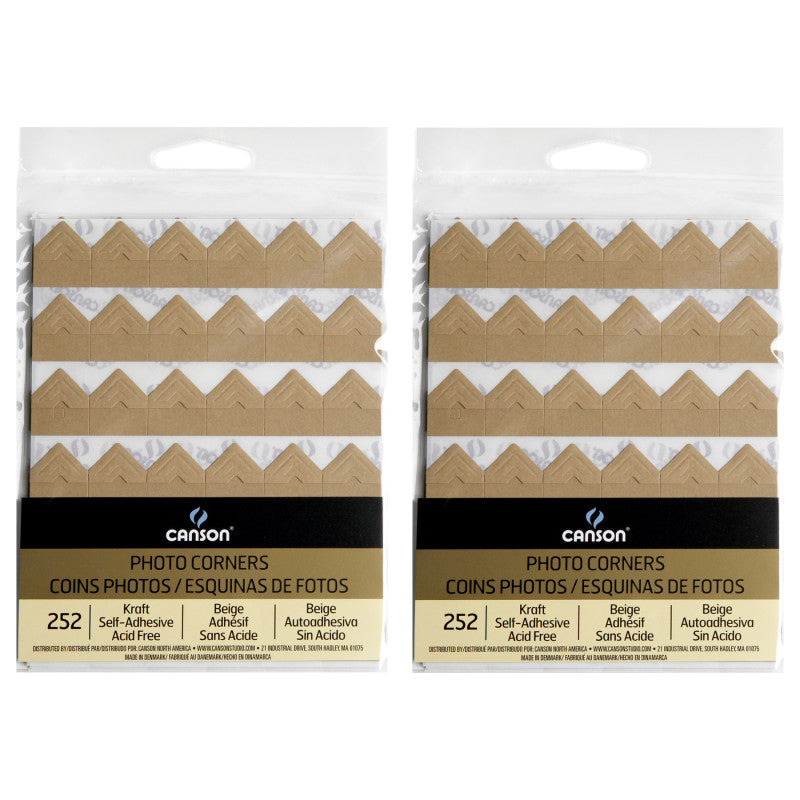 Canson Self-Adhesive Photo Corners, Kraft, 252 Per Pack, 2 Packs