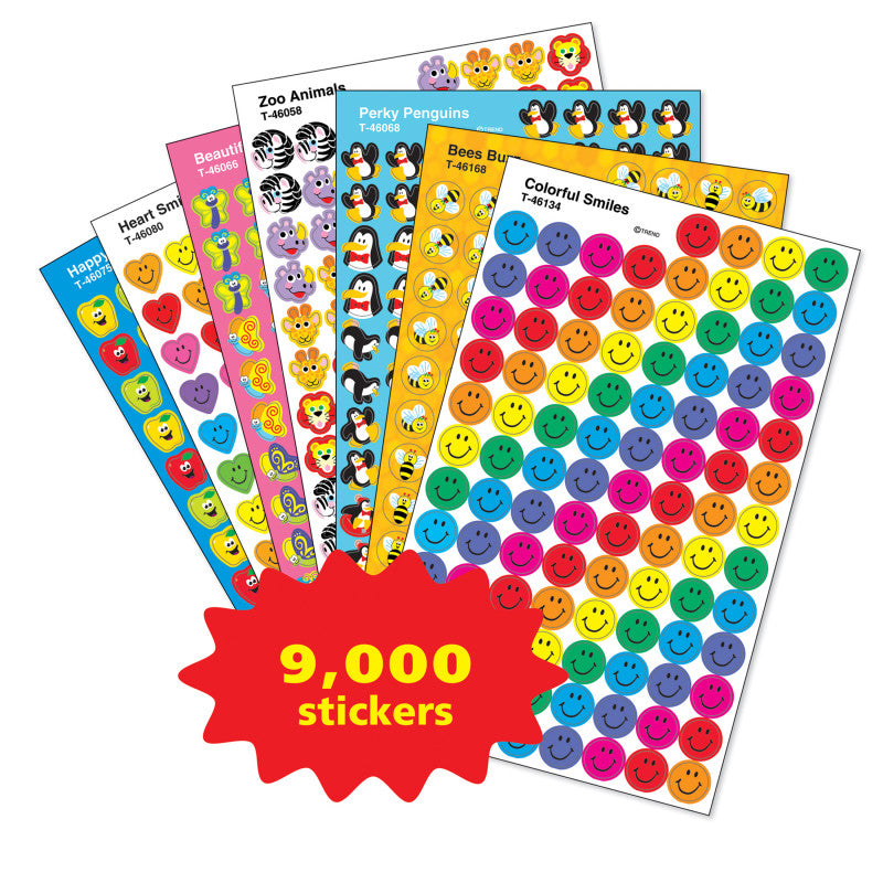 SuperSpots&reg; & SuperShapes Stickers Assortment Pack, 100 Stickers Per Sheet, 90 Sheets